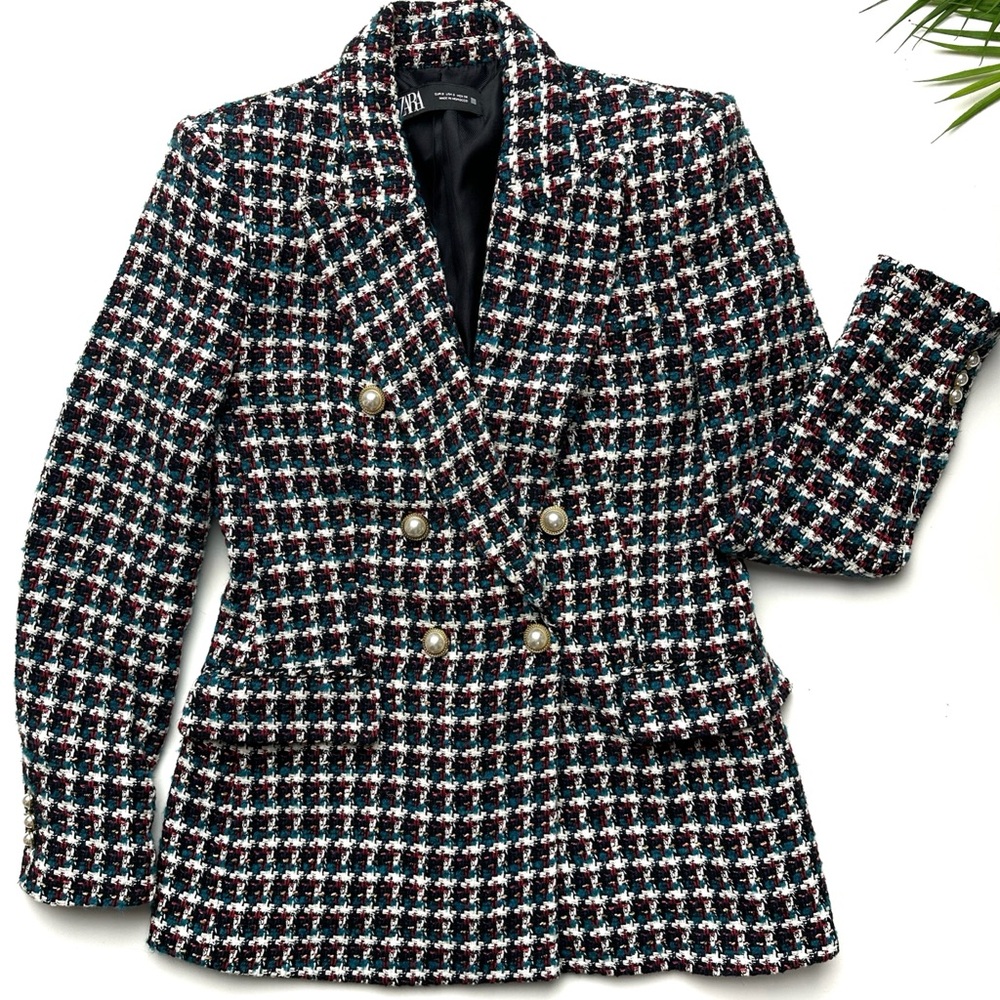 Zara Multicolor Tweed Blazer